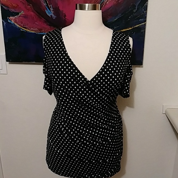 torrid Tops - Torrid Cold Shoulder Poka Dot Blouse